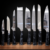 Set di coltelli Damascus in acciaio inox - 2 pezzi: Coltello da pane ultra affilato da 8 pollici e coltello da chef - Design giapponese
