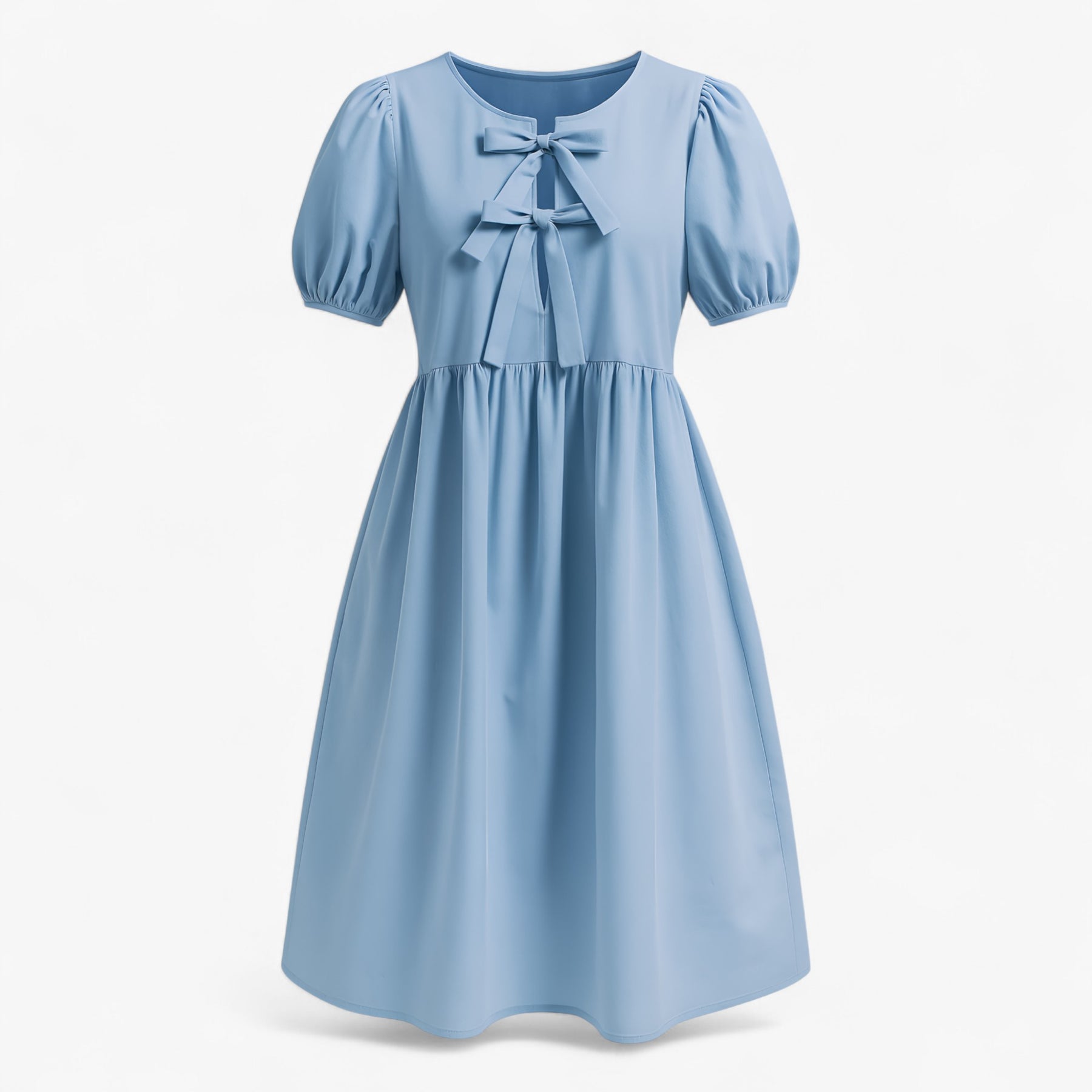 Women's Dress : Jurk Dames Blauw - Stijlvolle Lange met Ballonmouwen in Blauw van Pantino