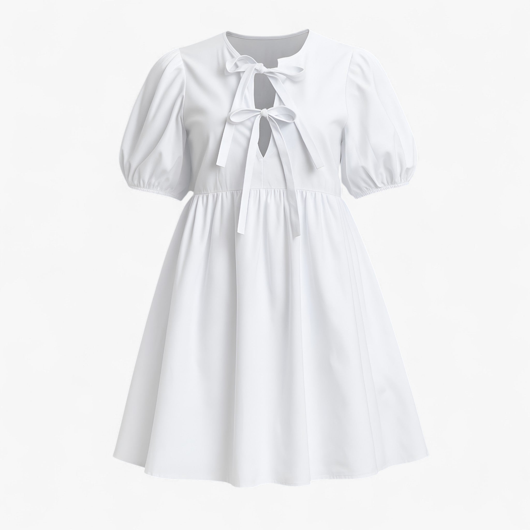 Women's Dress : Jurk Dames Blauw - Stijlvolle Lange met Ballonmouwen in Wit van Pantino