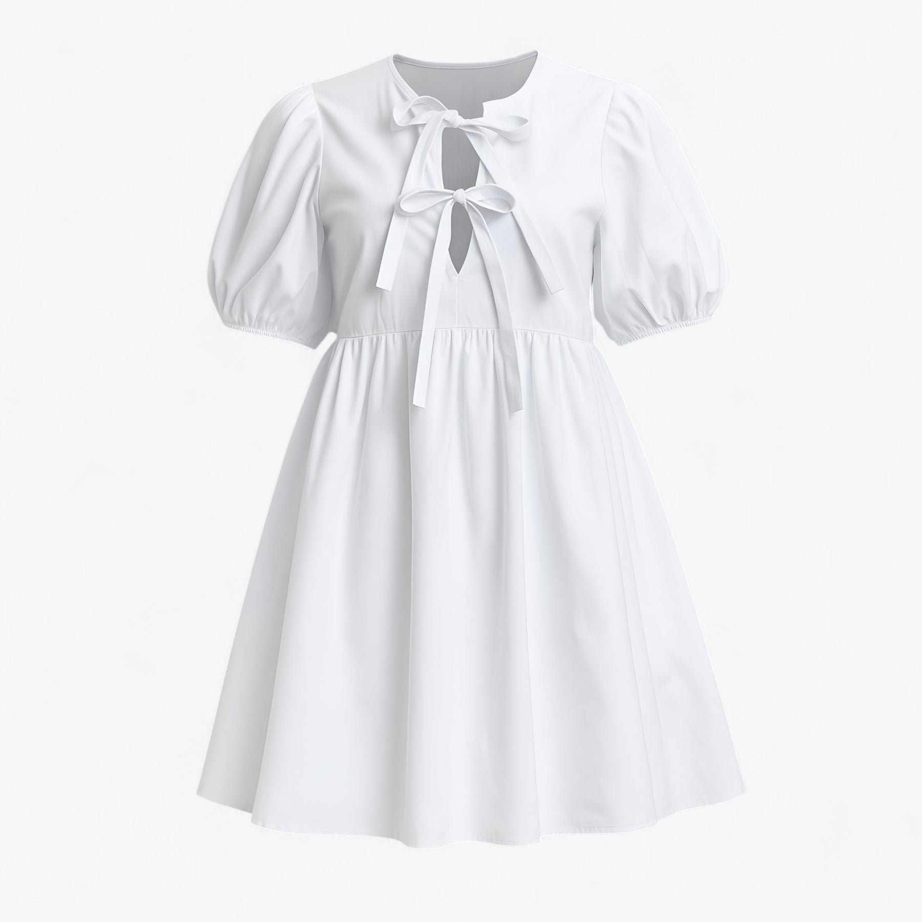 Women's Dress : Jurk Dames Blauw - Stijlvolle Lange met Ballonmouwen in Wit van Pantino