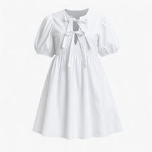 Women's Dress : Jurk Dames Blauw - Stijlvolle Lange met Ballonmouwen in Wit van Pantino