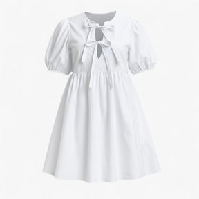 Women's Dress : Jurk Dames Blauw - Stijlvolle Lange met Ballonmouwen in Wit van Pantino