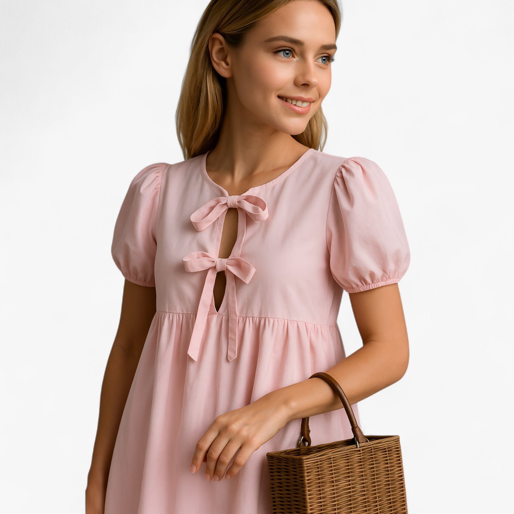 Women's Dress : Jurk Dames Blauw - Stijlvolle Lange met Ballonmouwen in van Pantino