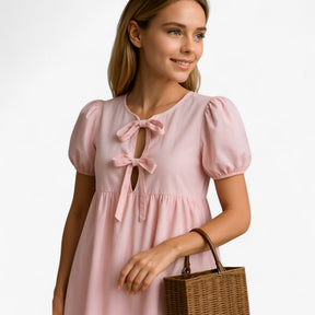 Women's Dress : Jurk Dames Blauw - Stijlvolle Lange met Ballonmouwen in van Pantino