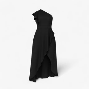 Women's Dress : Jurk Dames Zwart - Stijlvolle Lange met Rouches in Zwart van Pantino
