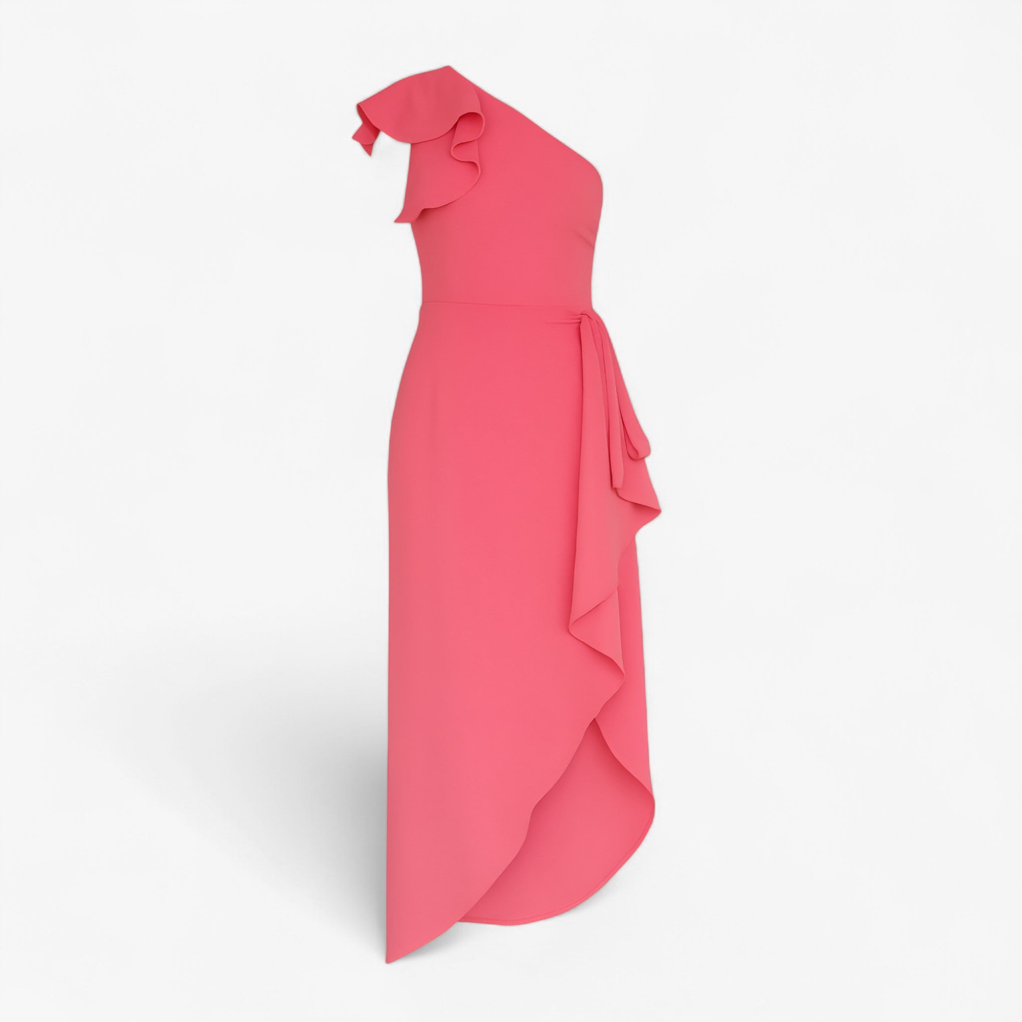 Women's Dress : Jurk Dames Zwart - Stijlvolle Lange met Rouches in Roze van Pantino