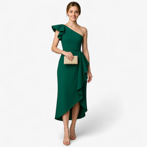 Women's Dress : Jurk Dames Zwart - Stijlvolle Lange met Rouches in van Pantino