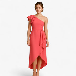 Women's Dress : Jurk Dames Zwart - Stijlvolle Lange met Rouches in van Pantino