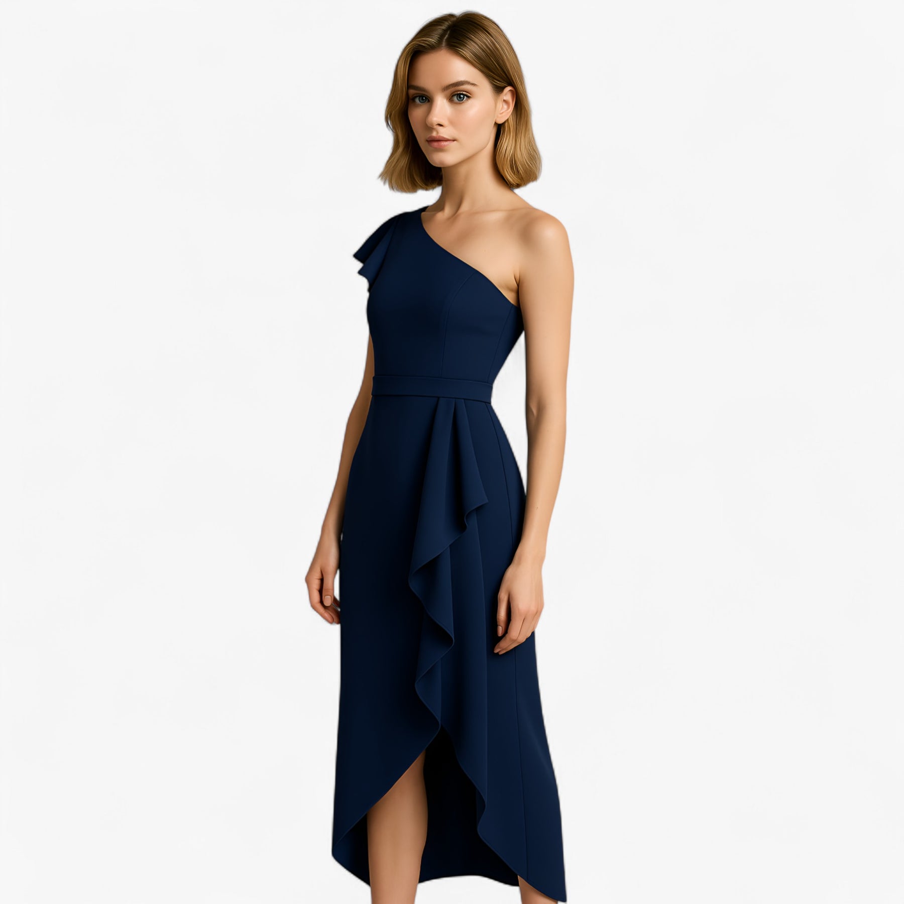 Women's Dress : Jurk Dames Zwart - Stijlvolle Lange met Rouches in van Pantino