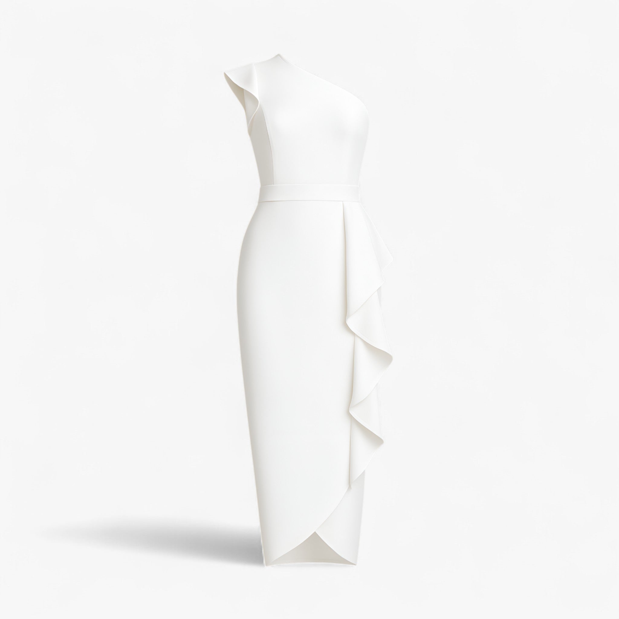 Women's Dress : Jurk Dames Zwart - Stijlvolle Lange met Rouches in Wit van Pantino