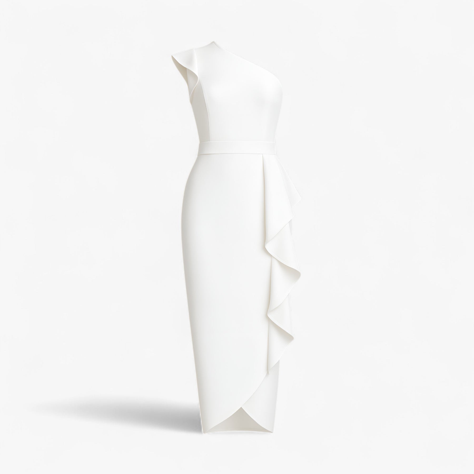 Women's Dress : Jurk Dames Zwart - Stijlvolle Lange met Rouches in Wit van Pantino