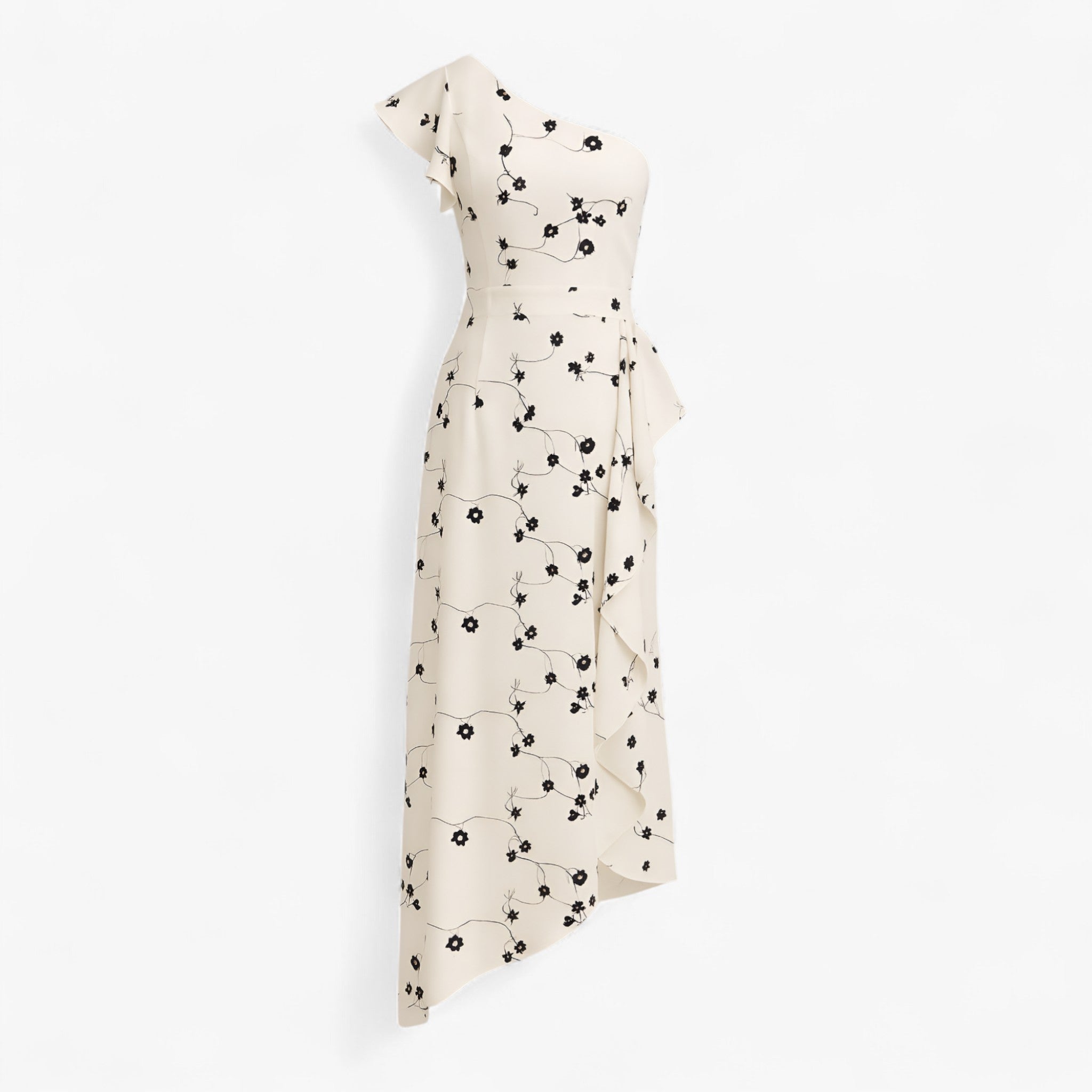 Women's Dress : Jurk Dames Zwart - Stijlvolle Lange met Rouches in Zwart-Wit van Pantino