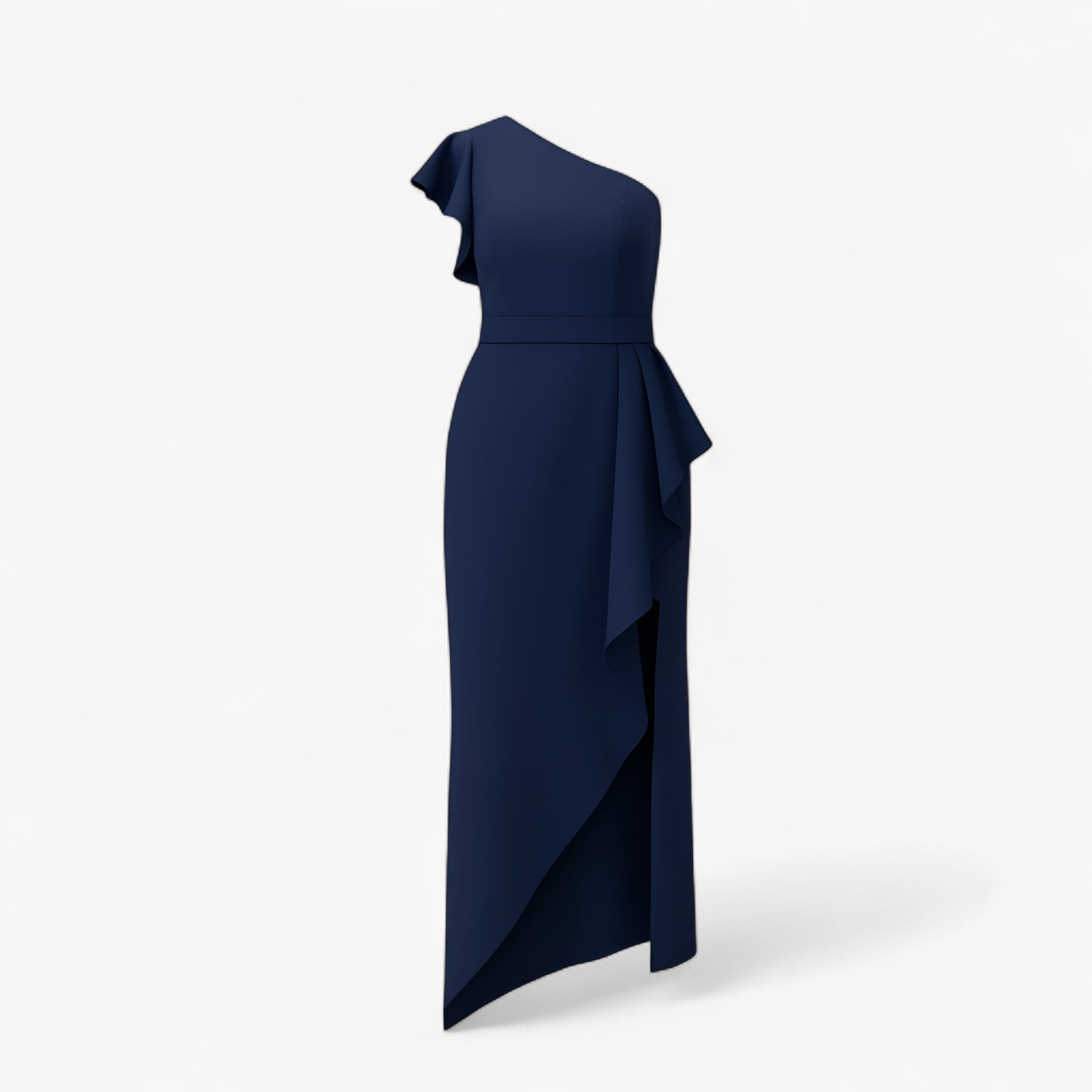 Women's Dress : Jurk Dames Zwart - Stijlvolle Lange met Rouches in Donkerblauw van Pantino