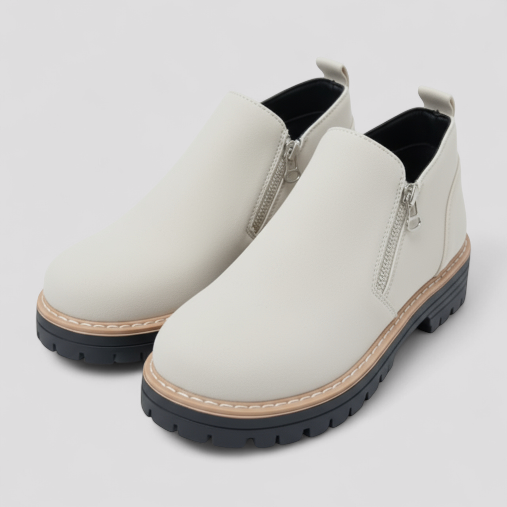 Shoes : Comfortabele Laarzen met Ronde Neus voor Dames - Zwart in Beige van Pantino