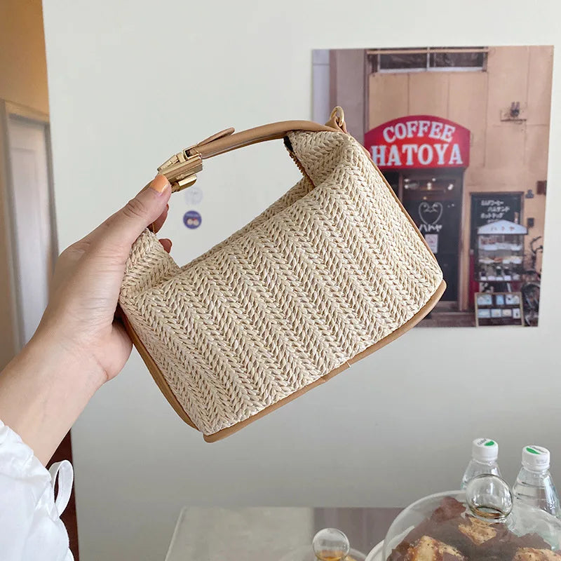 bags : Bohemian Gebreide Stro Crossbody Tas Dames - Emmer Design - Stro in van Pantino