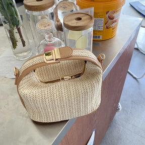 bags : Bohemian Gebreide Stro Crossbody Tas Dames - Emmer Design - Stro in van Pantino