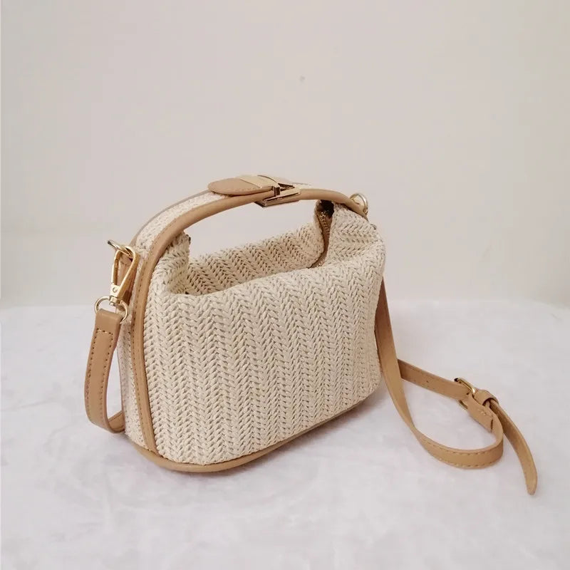 bags : Bohemian Gebreide Stro Crossbody Tas Dames - Emmer Design - Stro in van Pantino
