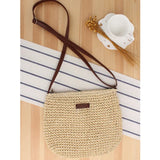 Schultertasche Damen Beige - Lässige Strohhäkelung mit Innentasche mit Reißverschluss