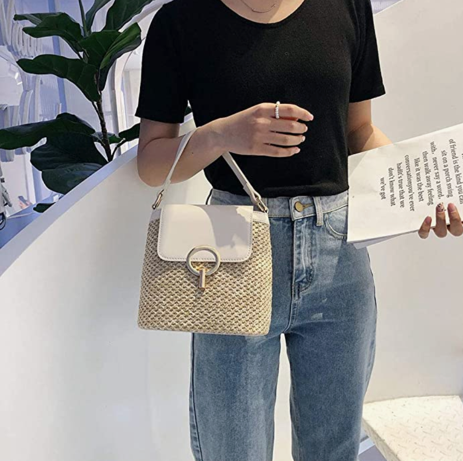 bags : Strandtas Dames - Handgeweven Stro Chique Zomer - Stro in van Pantino