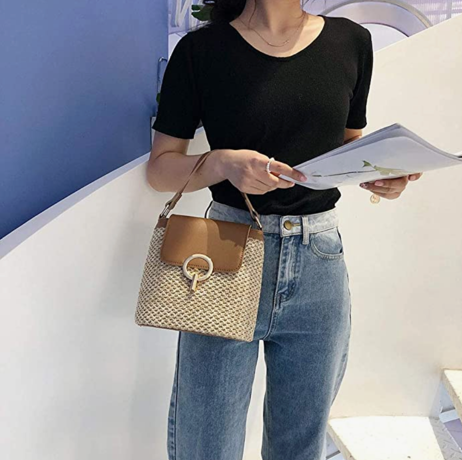bags : Strandtas Dames - Handgeweven Stro Chique Zomer - Stro in van Pantino