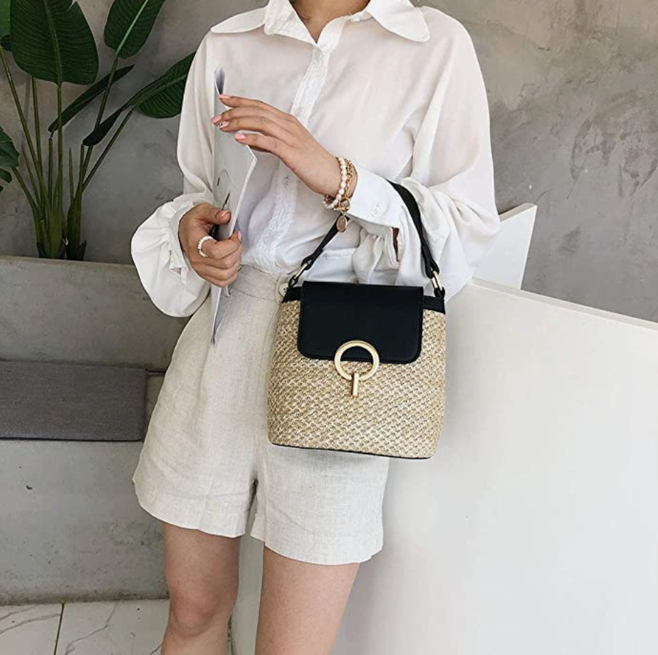 bags : Strandtas Dames - Handgeweven Stro Chique Zomer - Stro in van Pantino