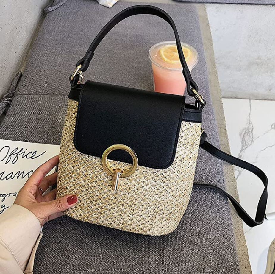 bags : Strandtas Dames - Handgeweven Stro Chique Zomer - Stro in van Pantino