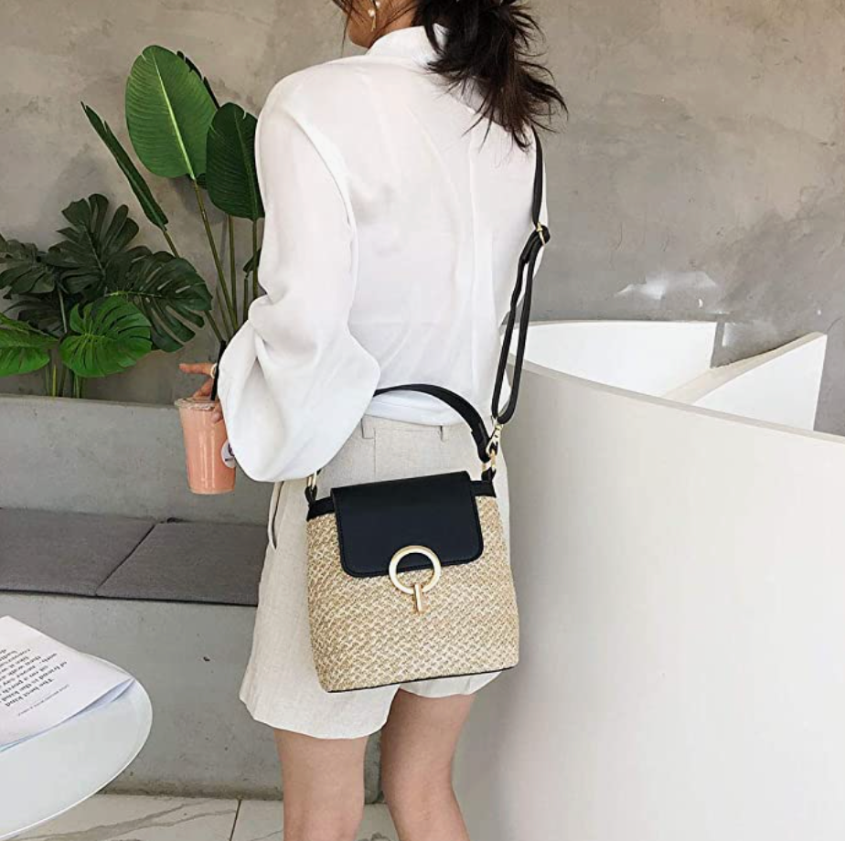 bags : Strandtas Dames - Handgeweven Stro Chique Zomer - Stro in van Pantino