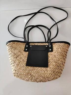 bags : Strandtas Dames Zwart - Grote Handgemaakte Zomerse Stro - Stro in van Pantino