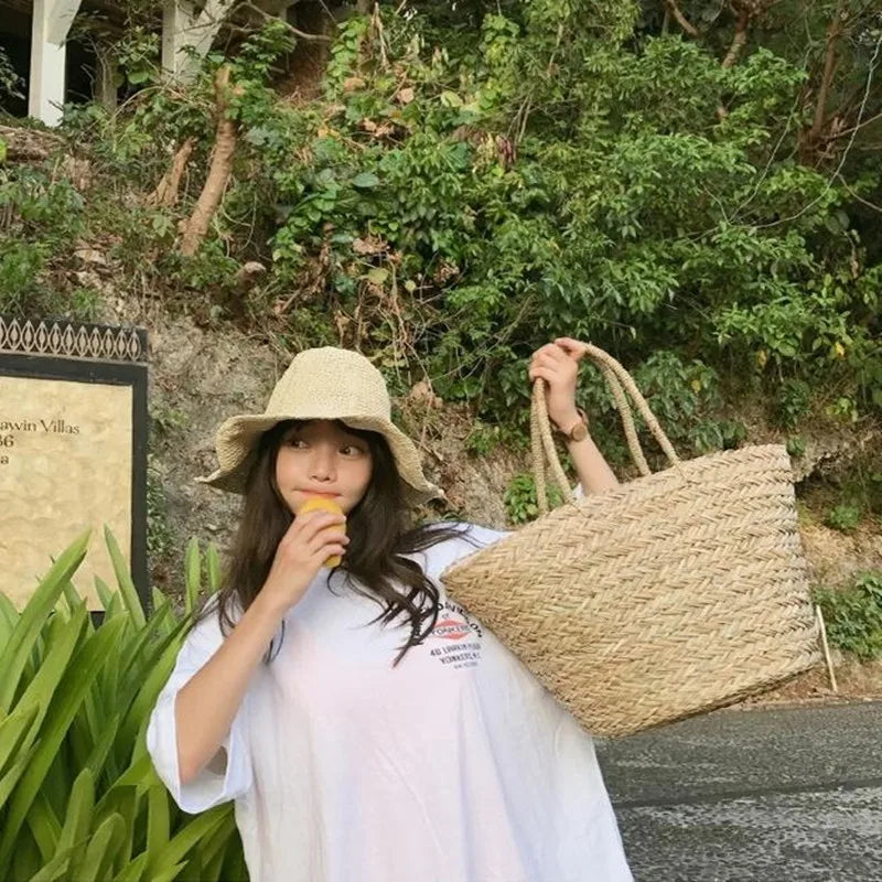 bags : Ronde Rieten Stro Schoudertas Dames - Bohemian Zomer Chic - Stro in van Pantino