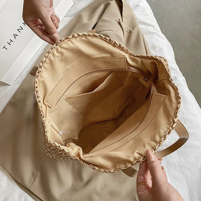 bags : Ronde Schoudertas van Stro voor Dames - Beige in van Pantino