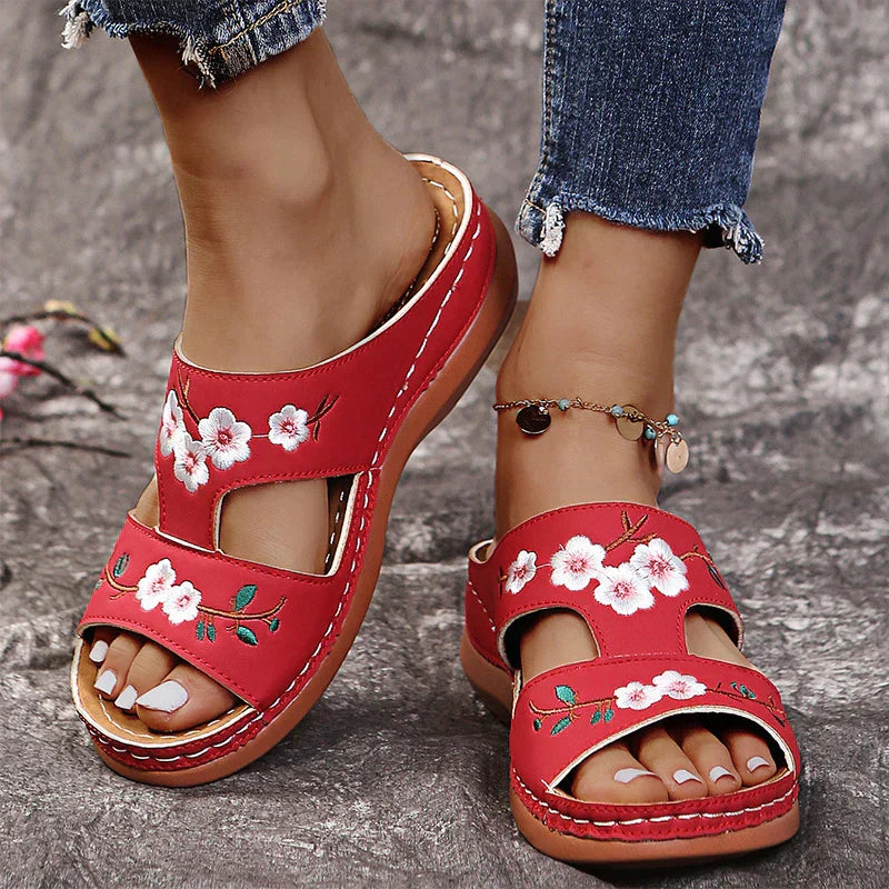 Sandals : Sandalen Dames Bruin - Stijlvolle Ergonomische Wandel - Perfect voor die van Comfortabele Wandeling Houden in Rood van Pantino