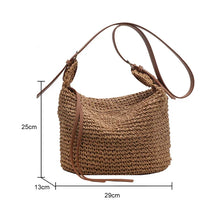 bags : Schoudertas Dames Beige - Bohemian Handgeweven Stro Ritssluiting - Stro in Koffie van Pantino