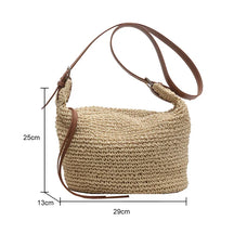 bags : Schoudertas Dames Beige - Bohemian Handgeweven Stro Ritssluiting - Stro in Beige van Pantino
