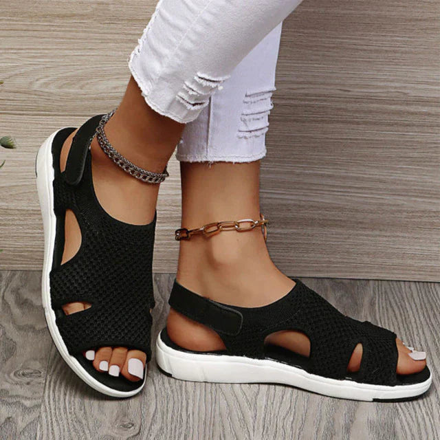 Sandals : Dames Sandalen - Orthopedisch Design voor Ultiem Comfort en Elegantie - Khaki in Zwart van Pantino