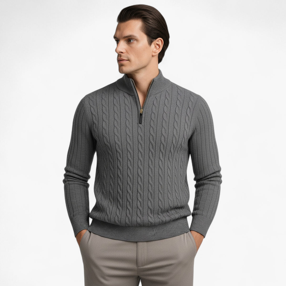 Herentruien : Heren Half-zip Trui van Luxe Wolmix in van Pantino