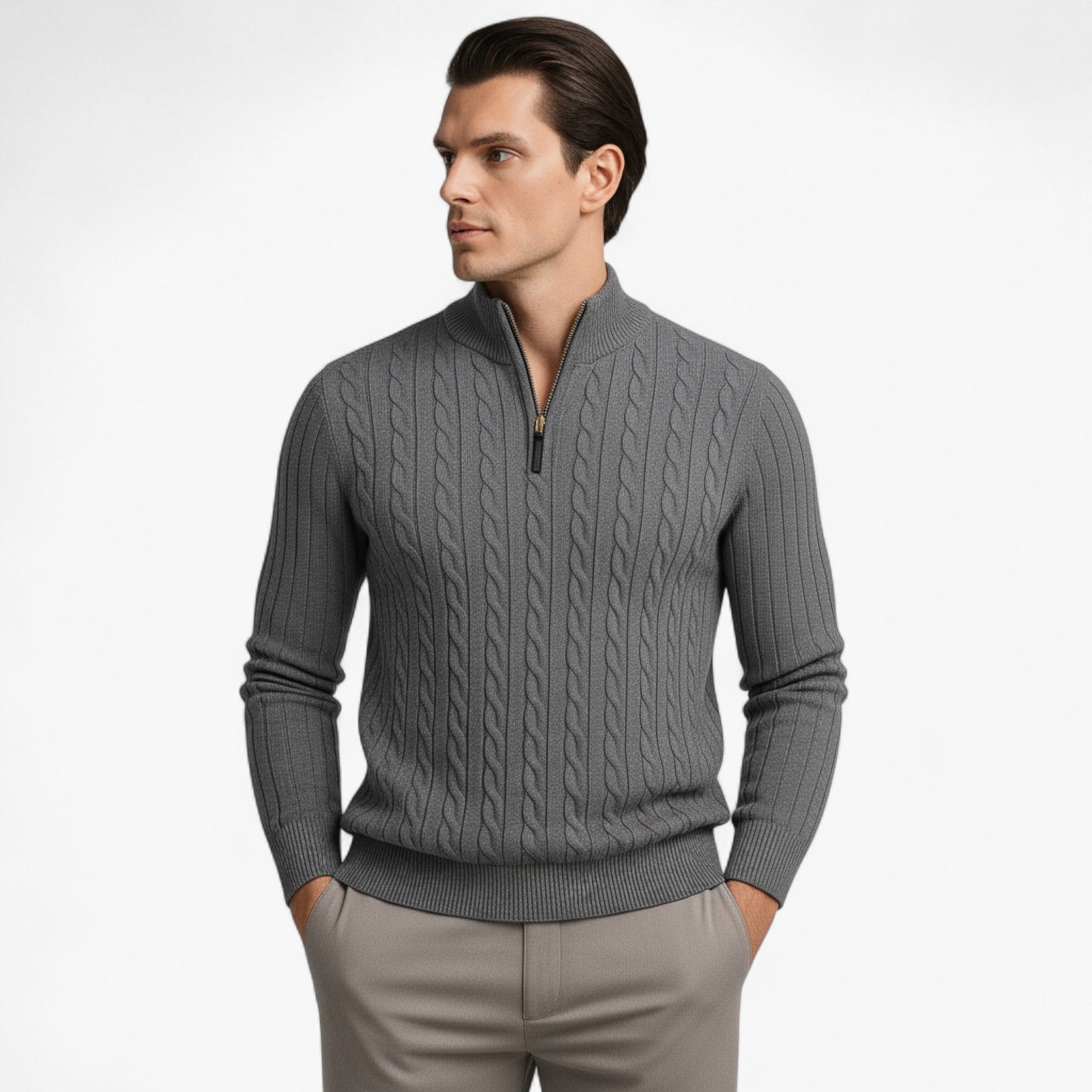 Herentruien : Heren Half-zip Trui van Luxe Wolmix in van Pantino