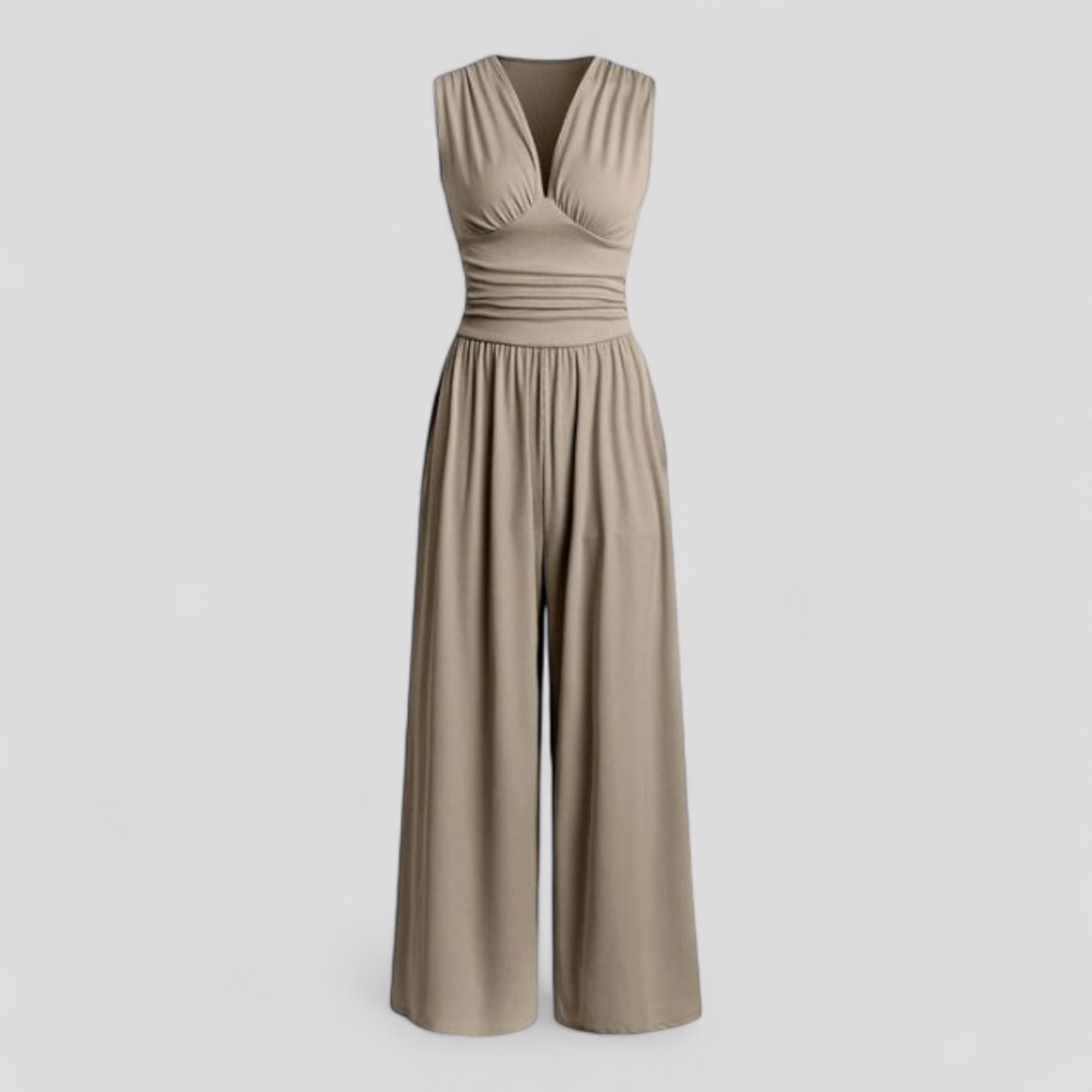 Women Set : Comfy Jumpsuit Dames met Top en Broek - Zwart in Khaki van Pantino