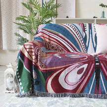 home & garden : Tapijten in Pauwenstijl - Pauwblauw in Vlinder roze van Pantino
