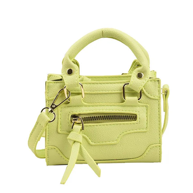 bags : Mini Schoudertas Dames Zwart - Trendy Vierkant Ritssluiting - PU-Leer in Groen van Pantino