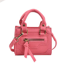 bags : Mini Schoudertas Dames Zwart - Trendy Vierkant Ritssluiting - PU-Leer in Rode roos van Pantino