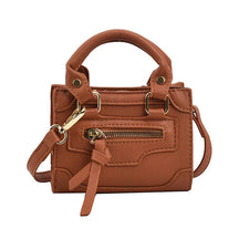 bags : Mini Schoudertas Dames Zwart - Trendy Vierkant Ritssluiting - PU-Leer in Bruin van Pantino