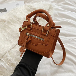 bags : Mini Schoudertas Dames Zwart - Trendy Vierkant Ritssluiting - PU-Leer in van Pantino