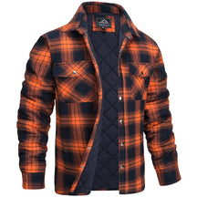 Jacket : Jas Heren Donkerblauw - Houthakkersjas in Oranje van Pantino