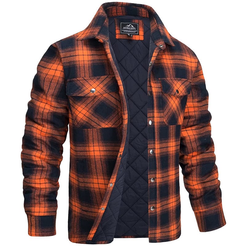 Jacket : Jas Heren Donkerblauw - Houthakkersjas in Oranje van Pantino