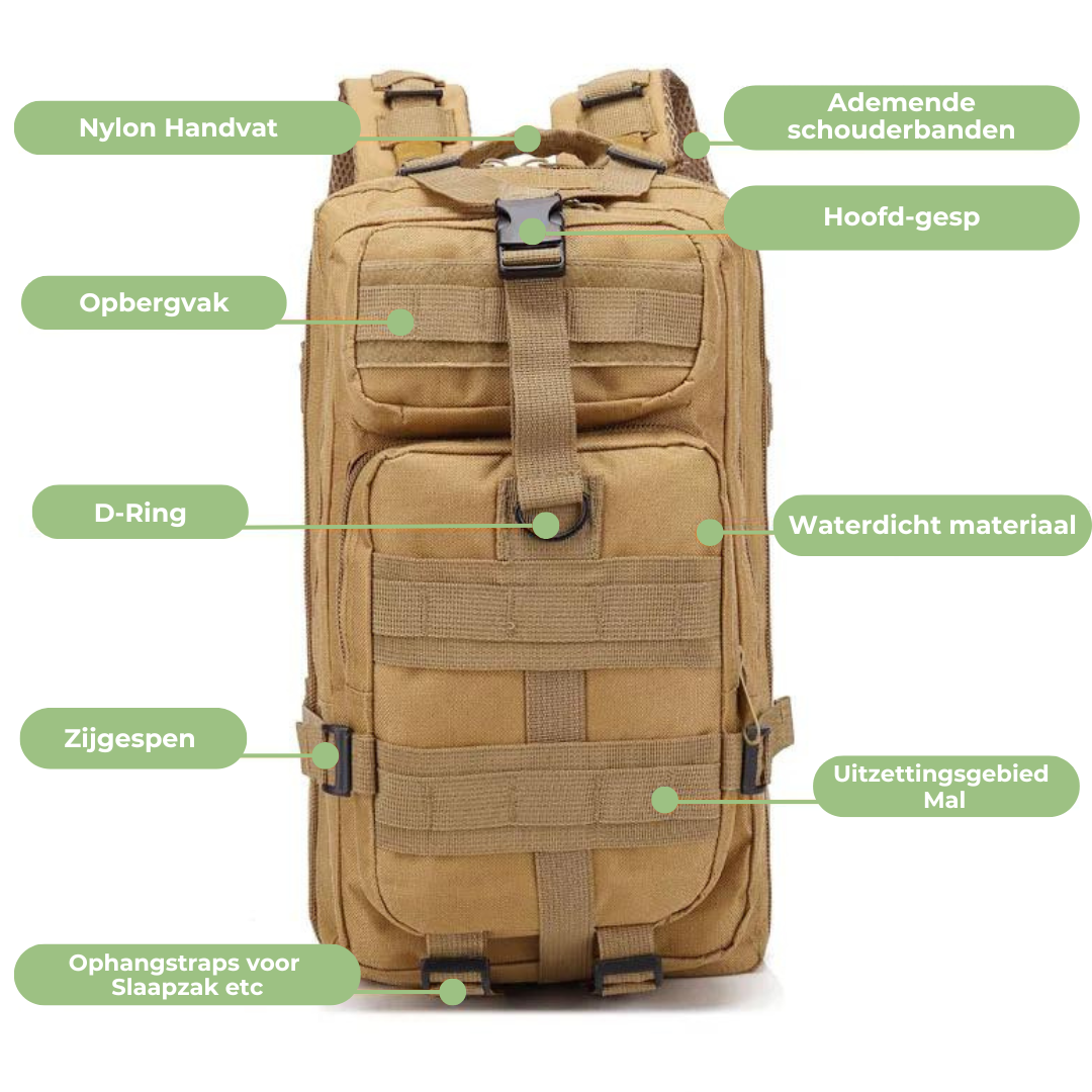 outdoor equipment : TrailMaster Tactical Rugzak - Waterdicht - Bruin in van Pantino