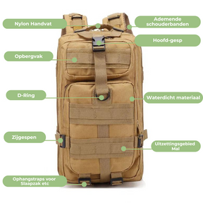 outdoor equipment : TrailMaster Tactical Rugzak - Waterdicht - Bruin in van Pantino