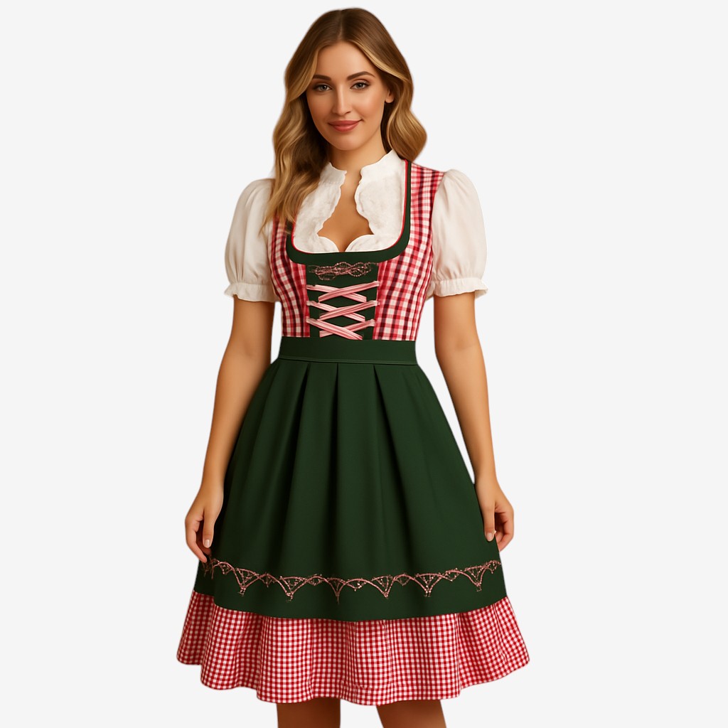Gifts – Seasonal – Oktoberfest : Oktoberfestjurk Dames - Traditioneel Design, Feestelijke Details in Donkergroen van Steiner-boutique