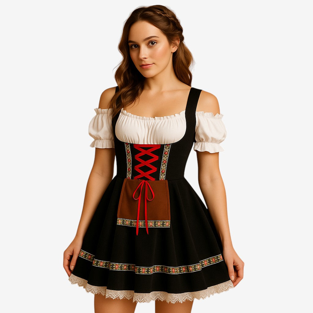Gifts – Seasonal – Oktoberfest : Oktoberfestjurk Dames - Traditioneel Design, Feestelijke Details in Zwart van Steiner-boutique