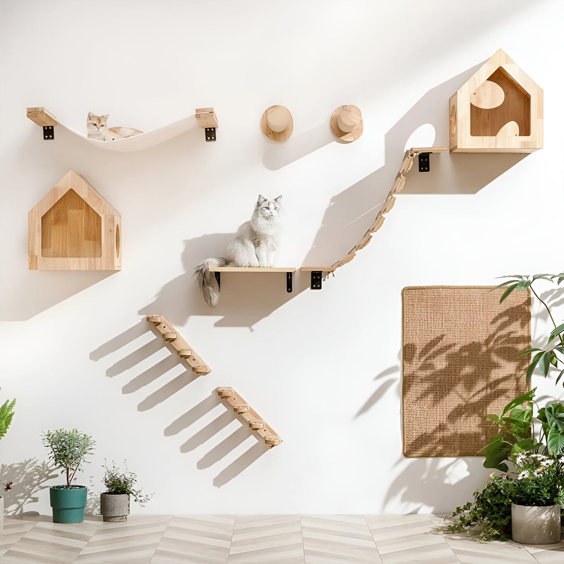 pets : Kattenklimplank Wandmontage - Krabpaal Instinct Training - Hout in van Pantino