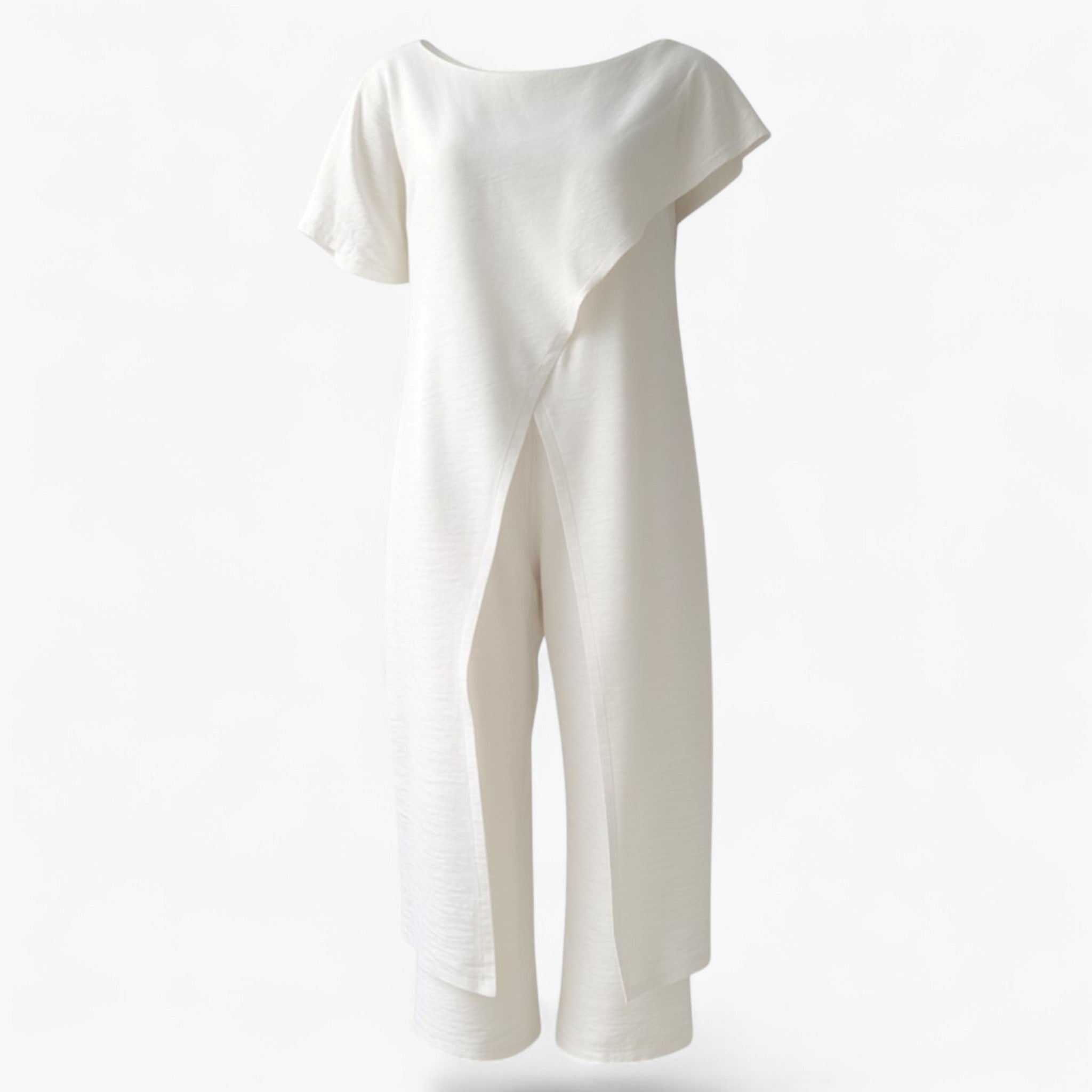 Women's Dress : Pantalon Dames Wit - Tweedelige Set Top in Wit van Pantino